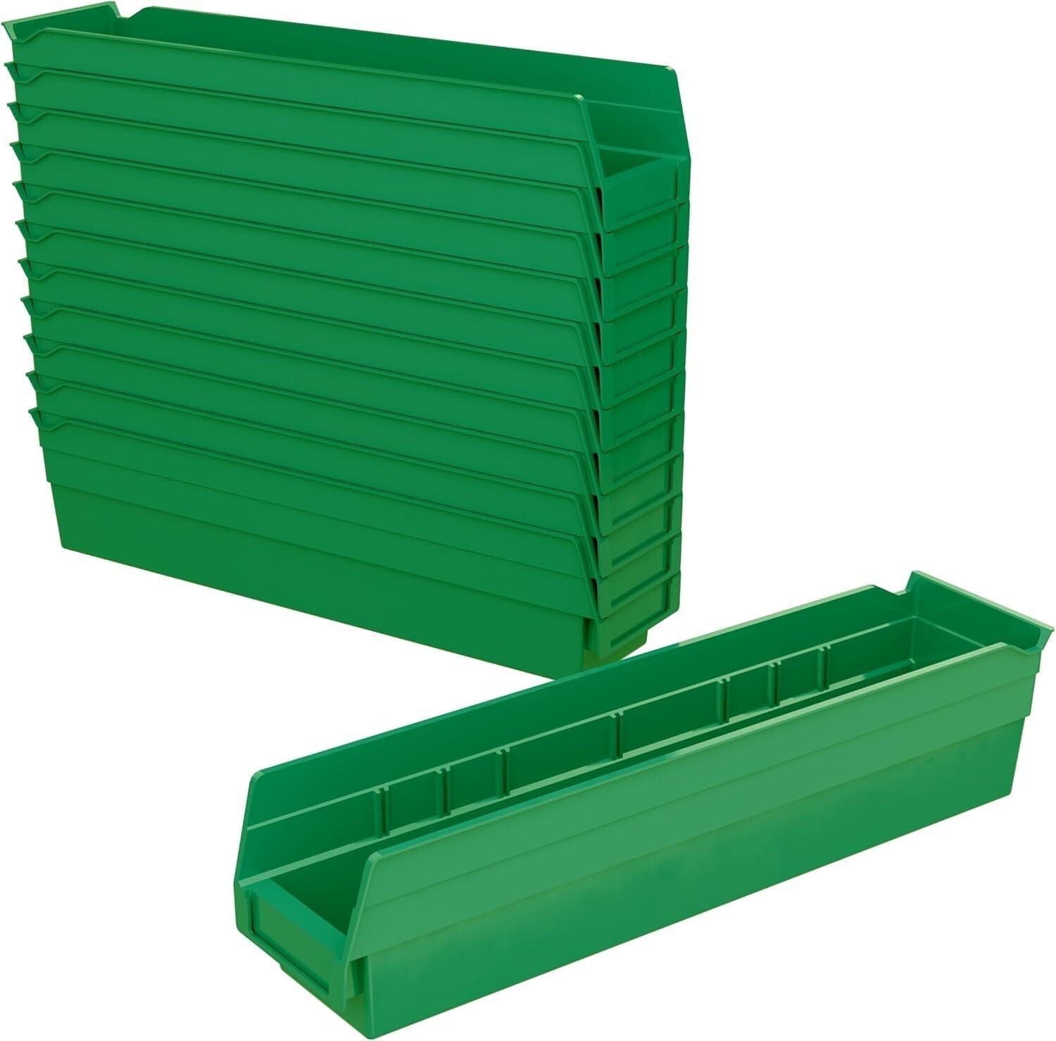 Durable 12-Pack Green Plastic Shelf Bins – Perfect for Closet and Drawer Storage