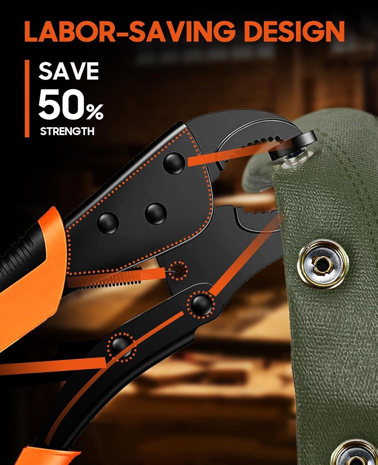 Effortless Snap Installation Tool with 100 Durable Canvas Snaps - Orange Kit