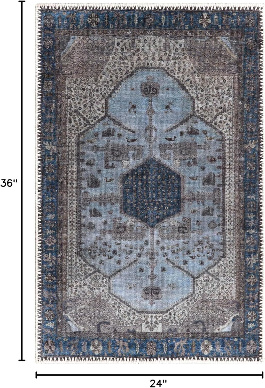 Durable 2' x 3' Non-Slip Rug, Machine Washable - Perfect for Hallways & Kitchens