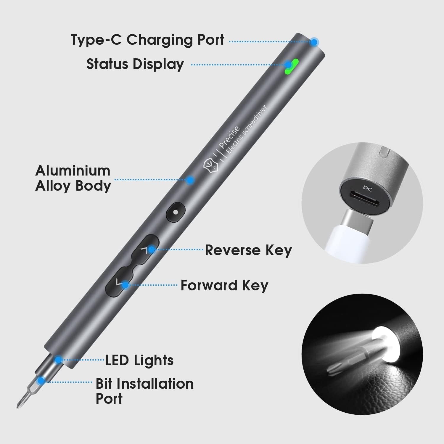 Portable Cordless Screwdriver Set with 100 Bits and Magnetic Tip - Handy Tool