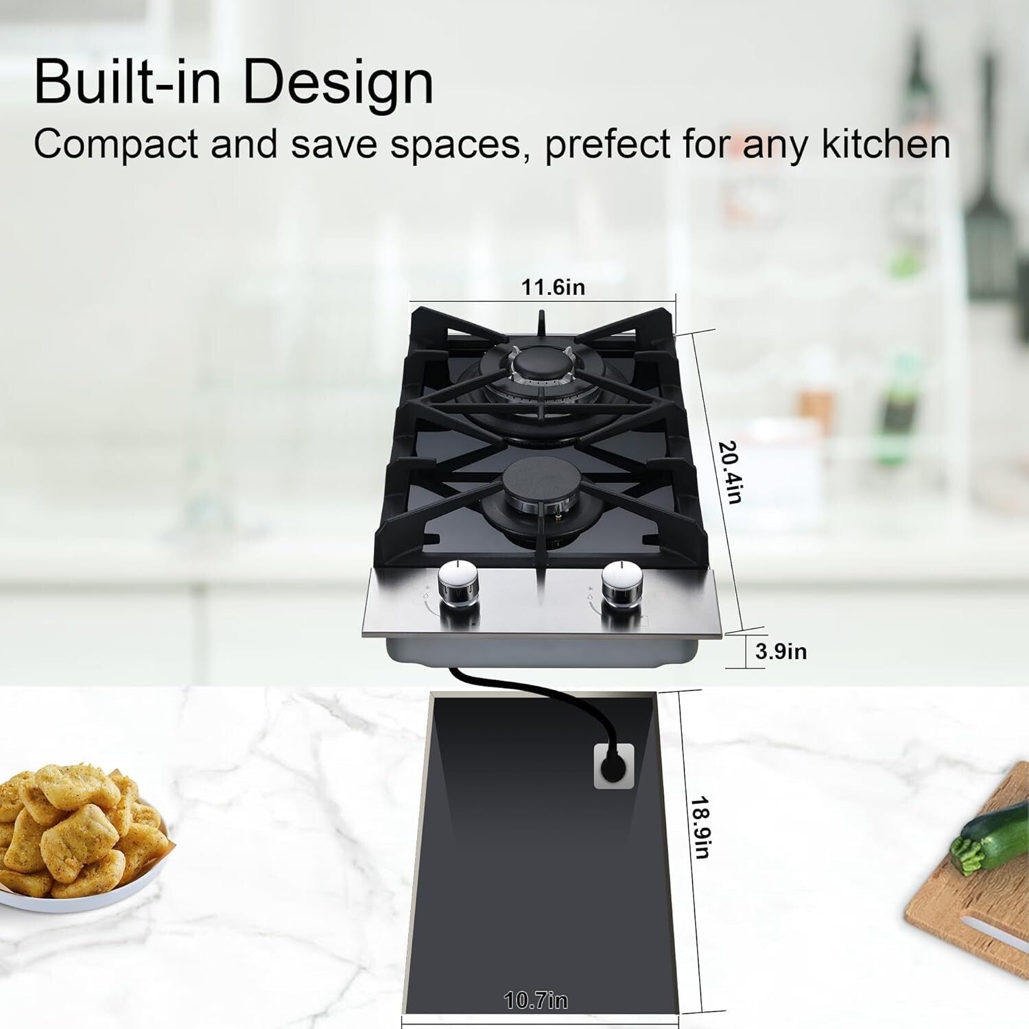 High-Performance 2 Burner Gas Stove with Electric Ignition & Safety Lock System