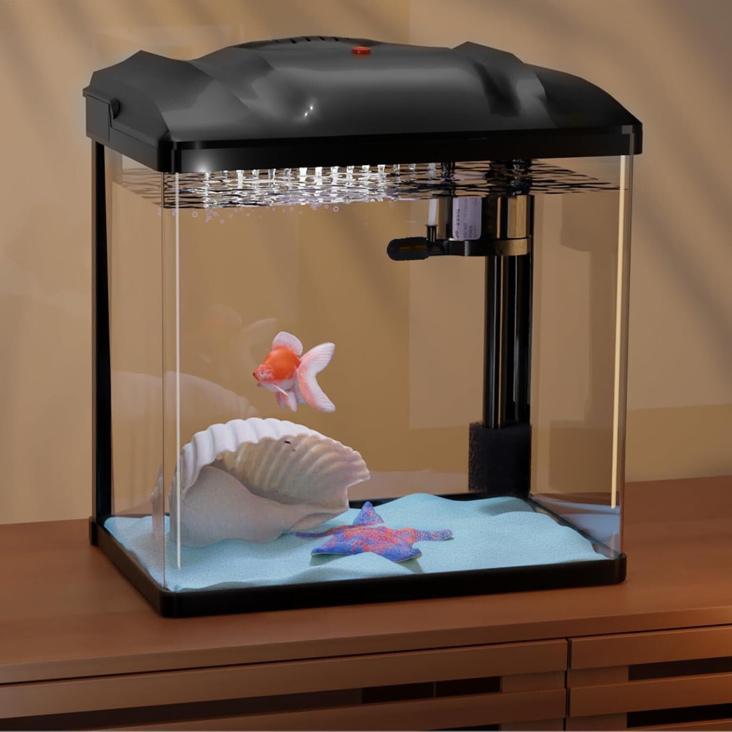 Elegant 4 Gallon Betta Fish Tank with Filter & LED Light - Starter Kit