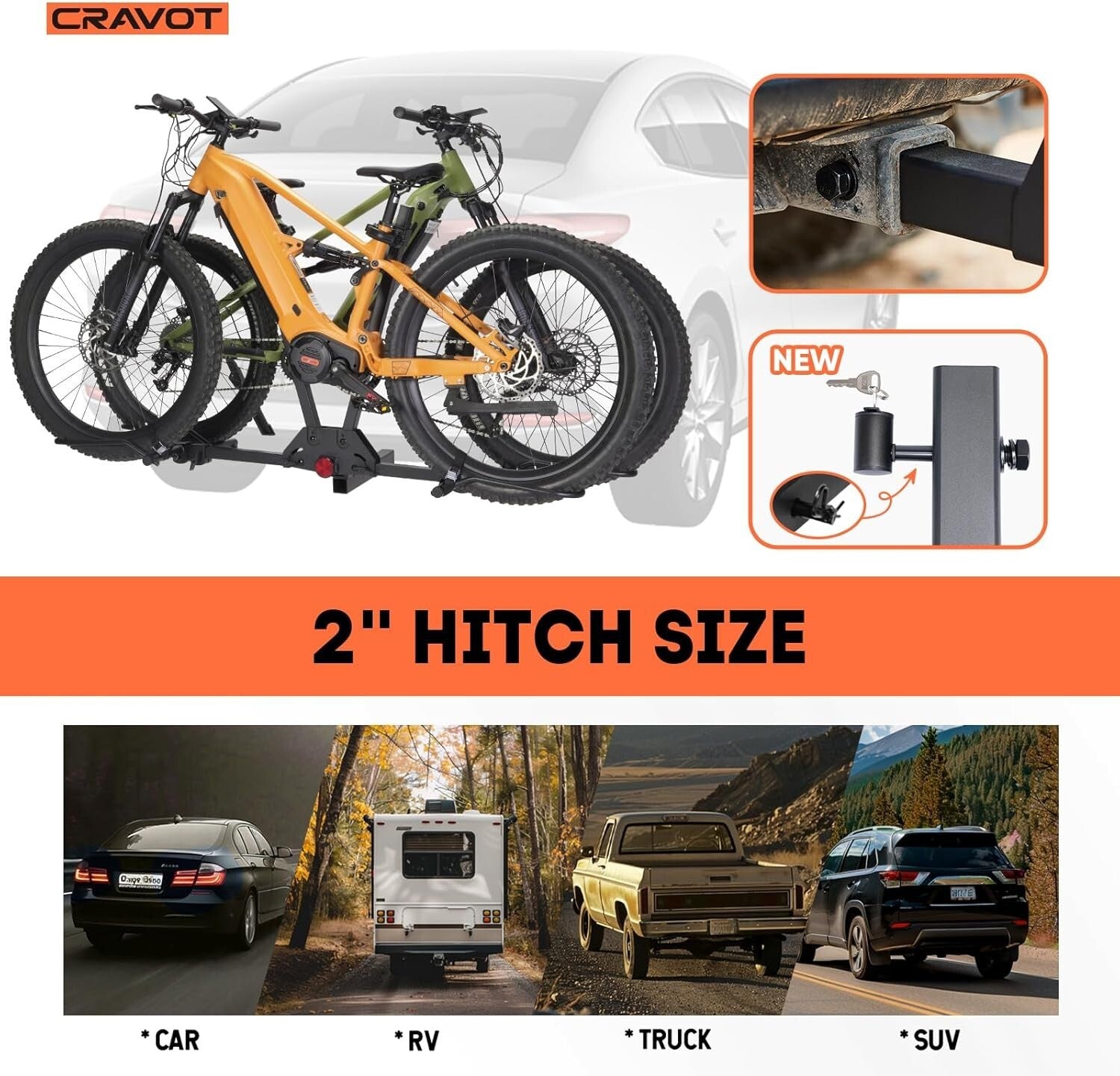 150 lbs Capacity Electric Bike Rack - No Installation, Foldable for 2 Bikes