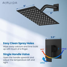 Load image into Gallery viewer, Ultra-Thin 8-Inch Matte Black Rain Shower Set - Wall Mount with Valve Included