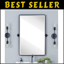 Load image into Gallery viewer, Beveled Rectangular Black Metal Framed Bathroom Mirror - 30x20" Tilting Design