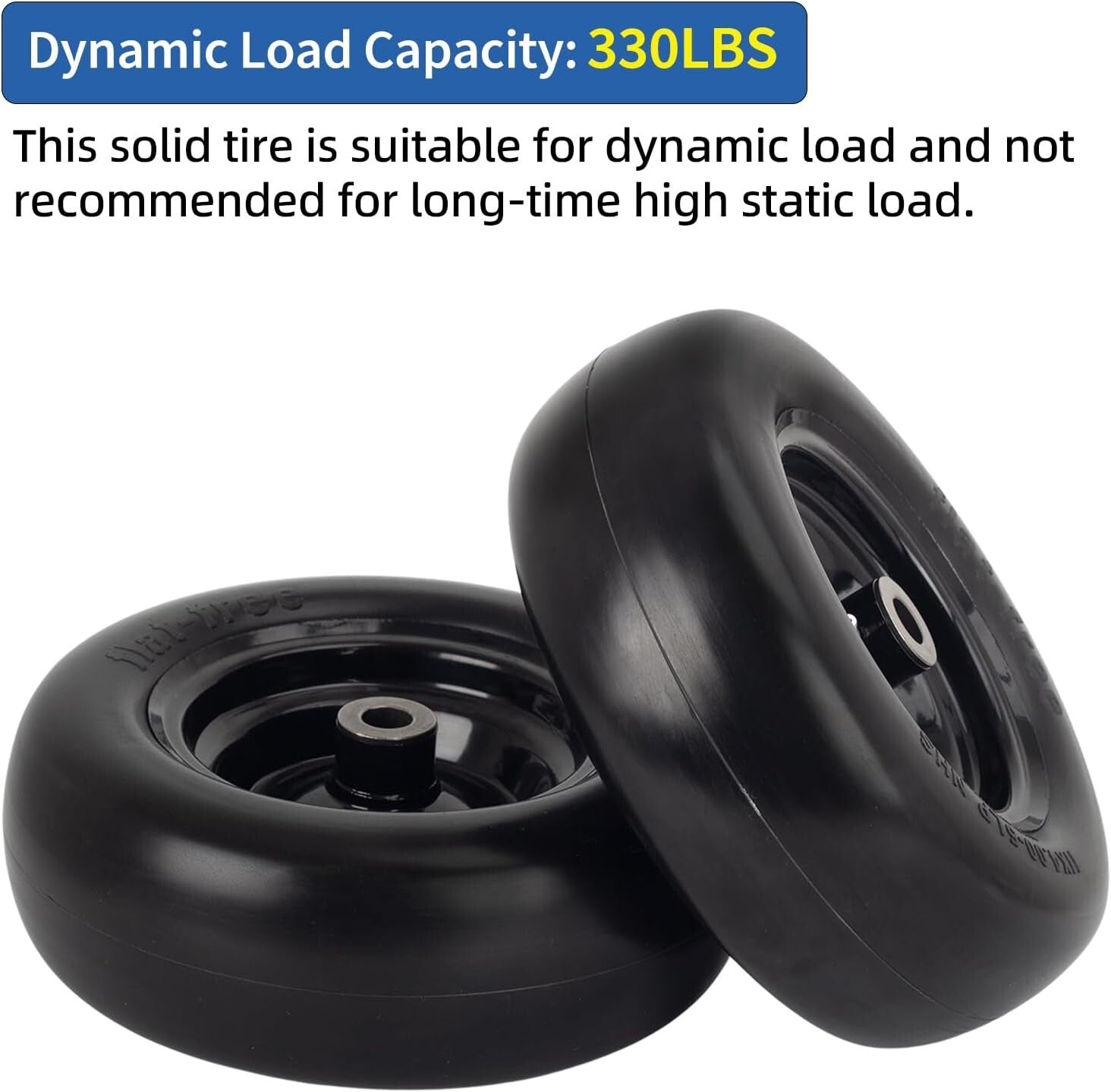 All-Season Flat Free Lawn Mower Tire Wheel with Adjustable Bushings, 2 Pack