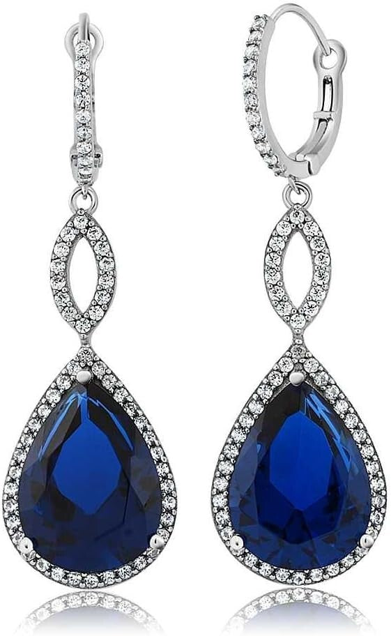 Elegant 925 Sterling Silver Long Dangle Teardrop Earrings for Weddings - 20 Cttw