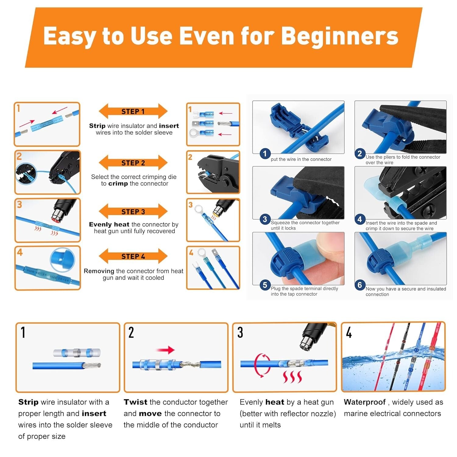 1500PCS Waterproof Heat Shrink Wire Connectors for Marine and Automotive Use