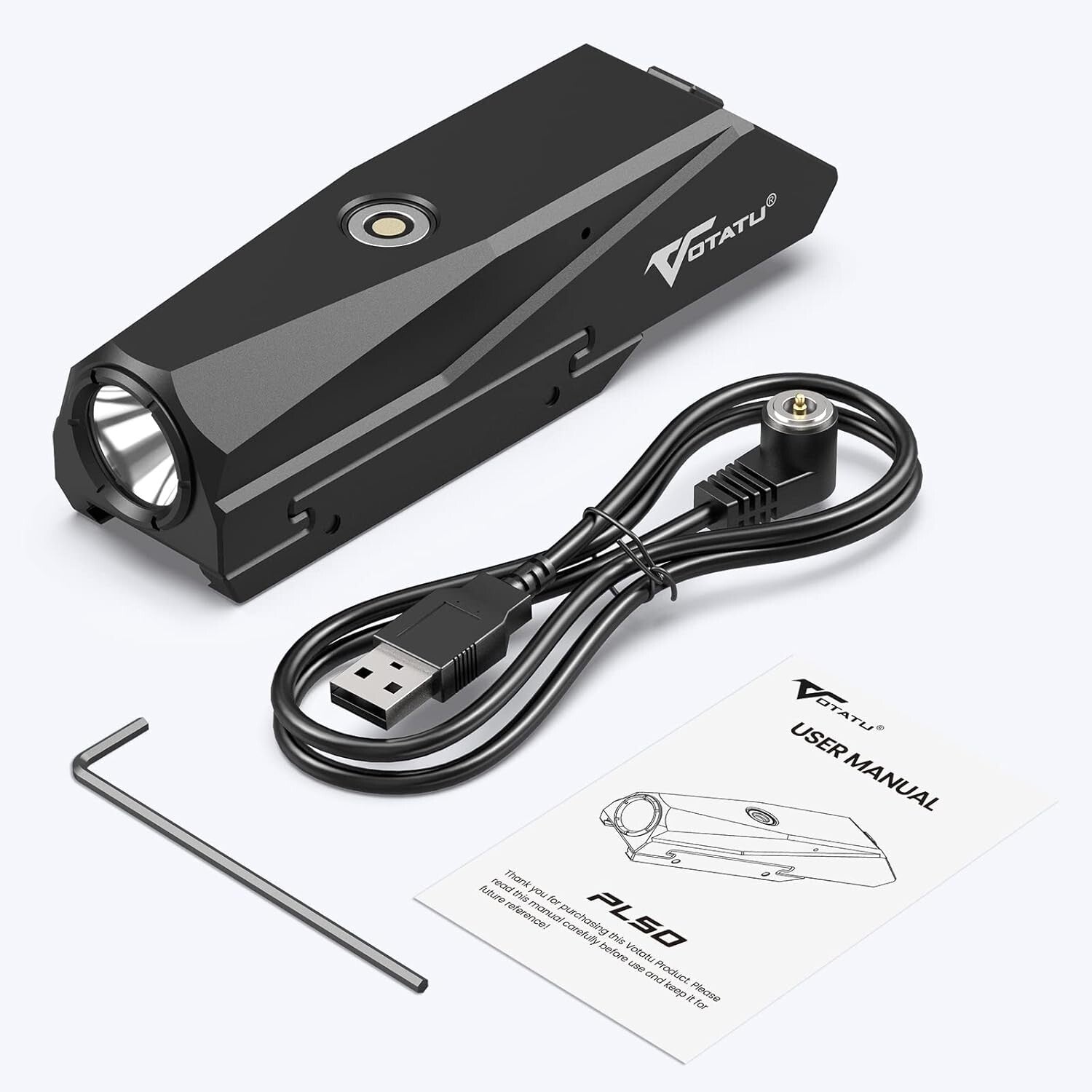 High-Performance Picatinny Rail Flashlight - 1450 Lumens, USB Rechargeable