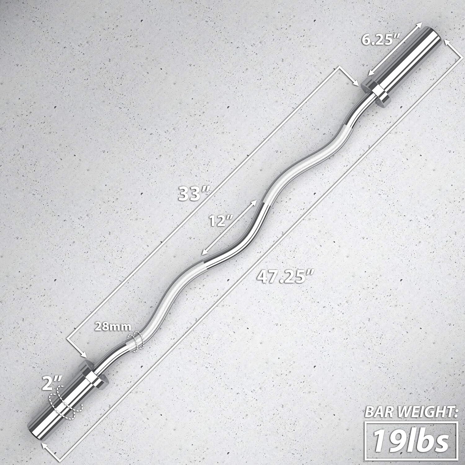 Ergonomic Curl Bar with Chrome Finish - Perfect for Curls & Extensions, 19lbs