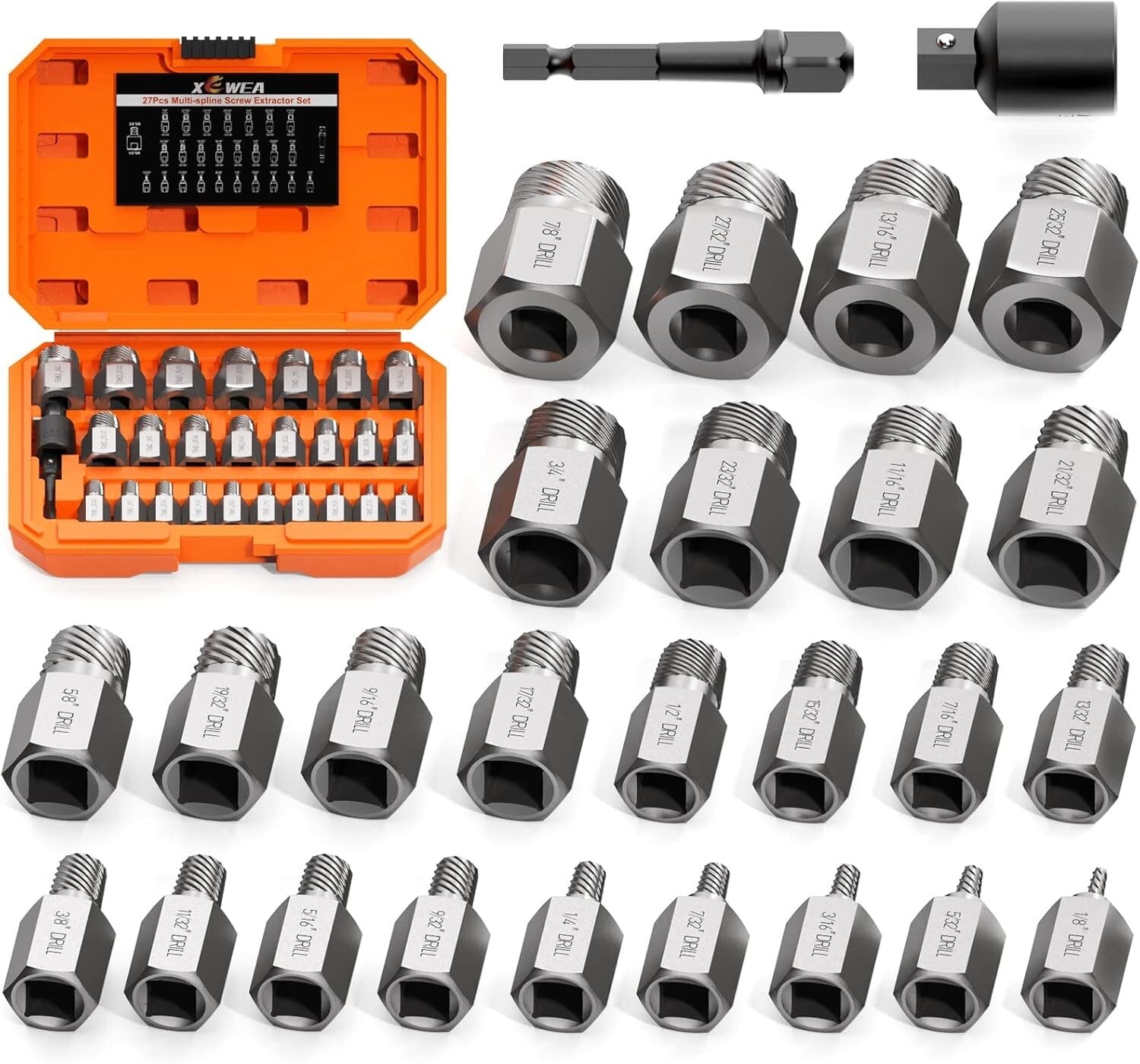 Multi-Application Screw Extractor Set - 27 PCS of 3/8" Drive Extractor Tools
