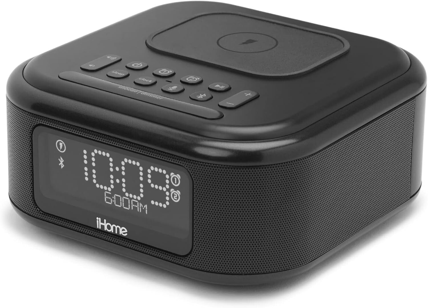 Multifunctional Alarm Clock with Wireless Charging Pad & Bluetooth Music Speaker