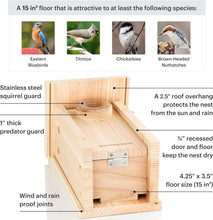 Load image into Gallery viewer, Durable Weatherproof Bird House with Predator Guard - Family-Designed Quality
