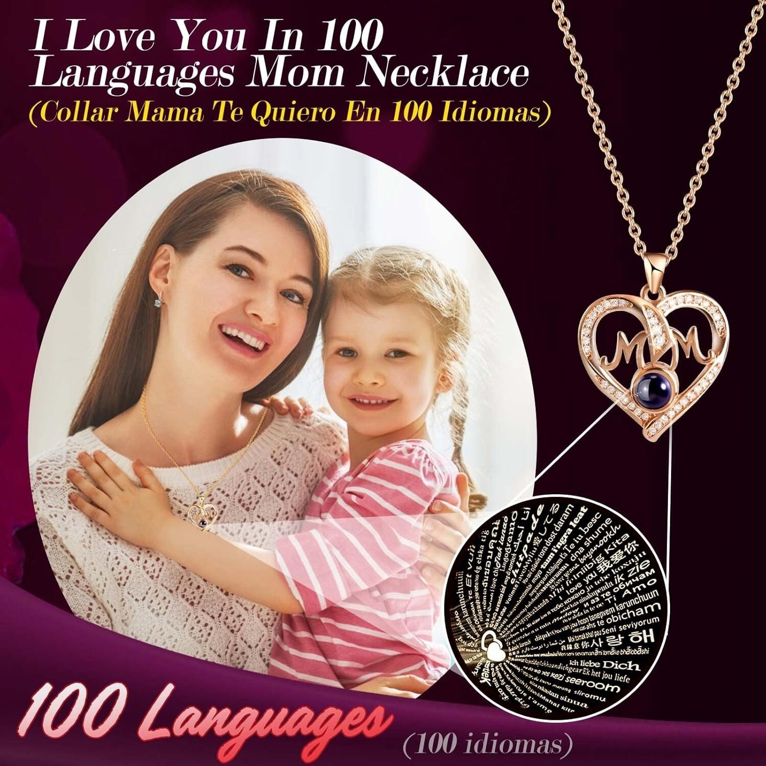 Charming Gift Set for Mom: Roses, Bear, and I Love You Necklace in Rose Gold