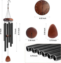 Load image into Gallery viewer, Serene 37-Inch Black Aluminum Wind Chimes - Perfect for Outdoor Relaxation