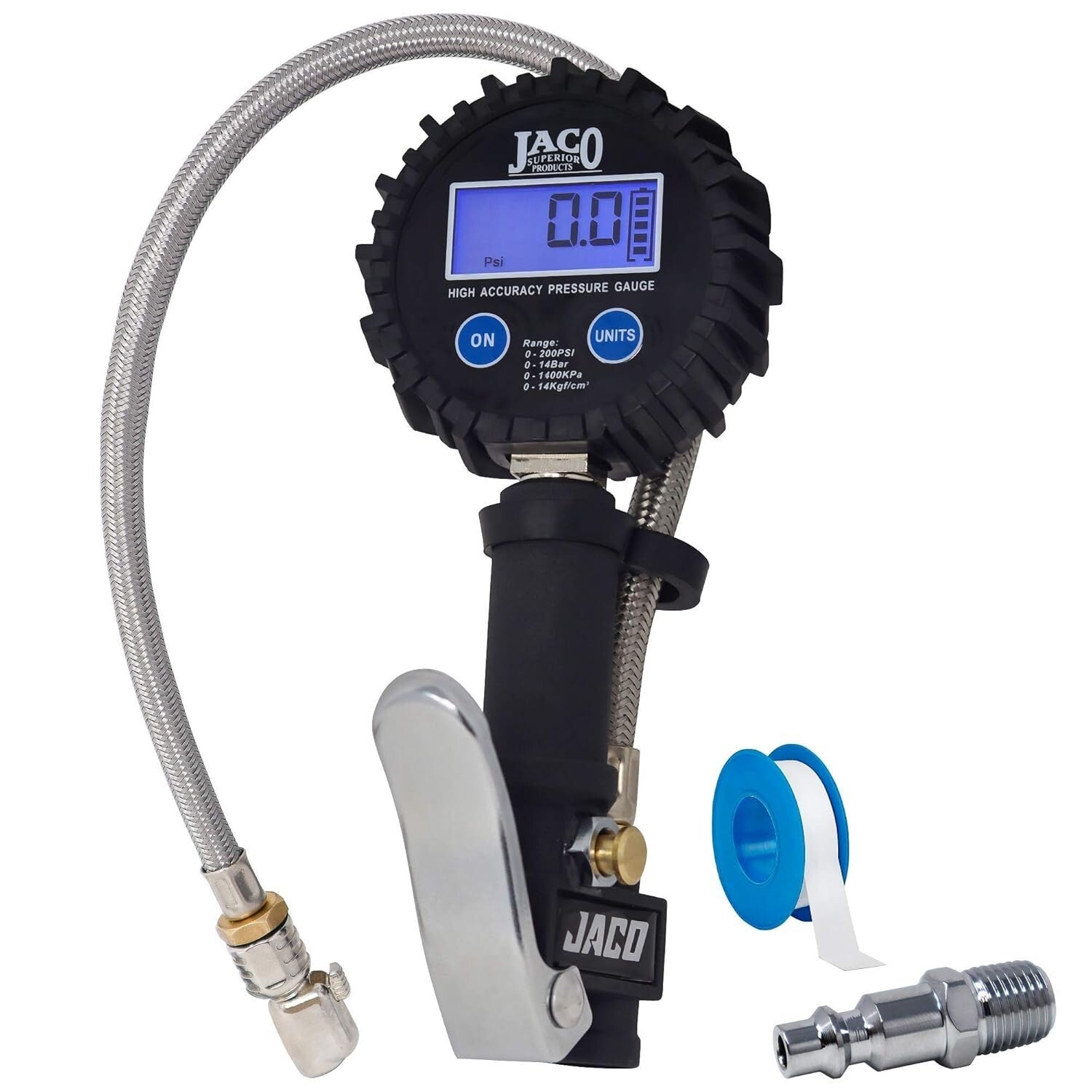 Heavy-Duty Tire Inflator with 200 PSI Gauge - ANSI 1A Accuracy for Precision
