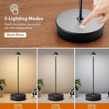 Load image into Gallery viewer, 2-Pack Cordless Rechargeable LED Table Lamp with Adjustable Brightness - Black