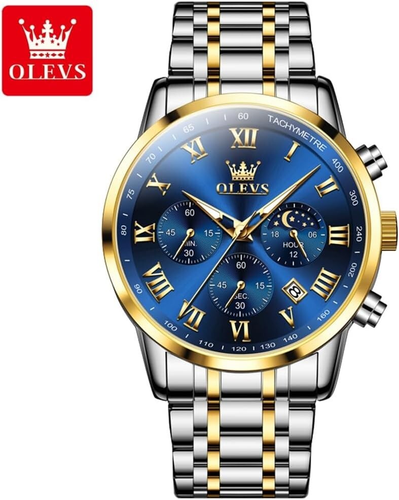 Gifts for Him: Elegant Men's Multi-Dial Chronograph Watch, Waterproof & Luminous