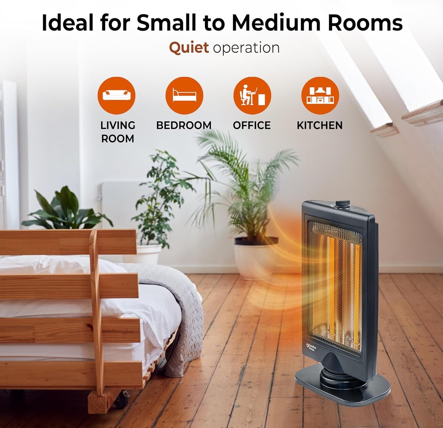 Sleek 800W Halogen Space Heater with Adjustable Tilt and Overheat Protection
