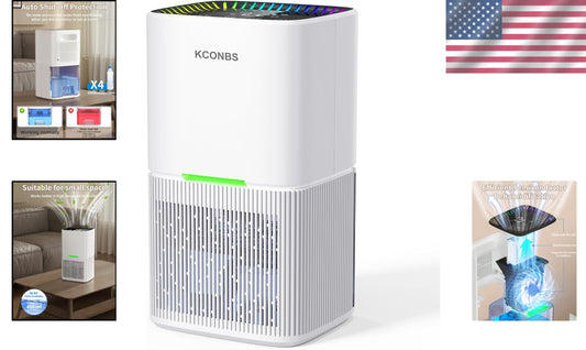 Efficient 500 sq.ft Dehumidifier with Automatic Shut-Off & Colorful LED Lights