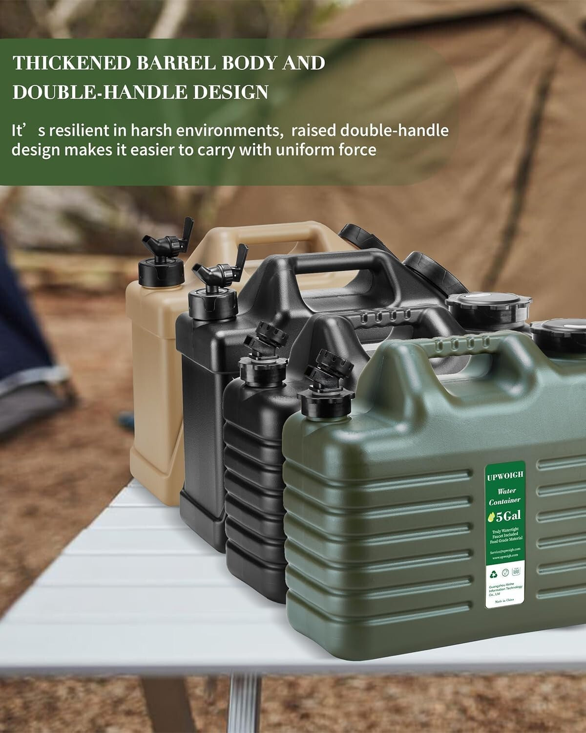 BPA-Free 5-Gallon Leak-Proof Water Container - Ideal for Overlanding & Hiking