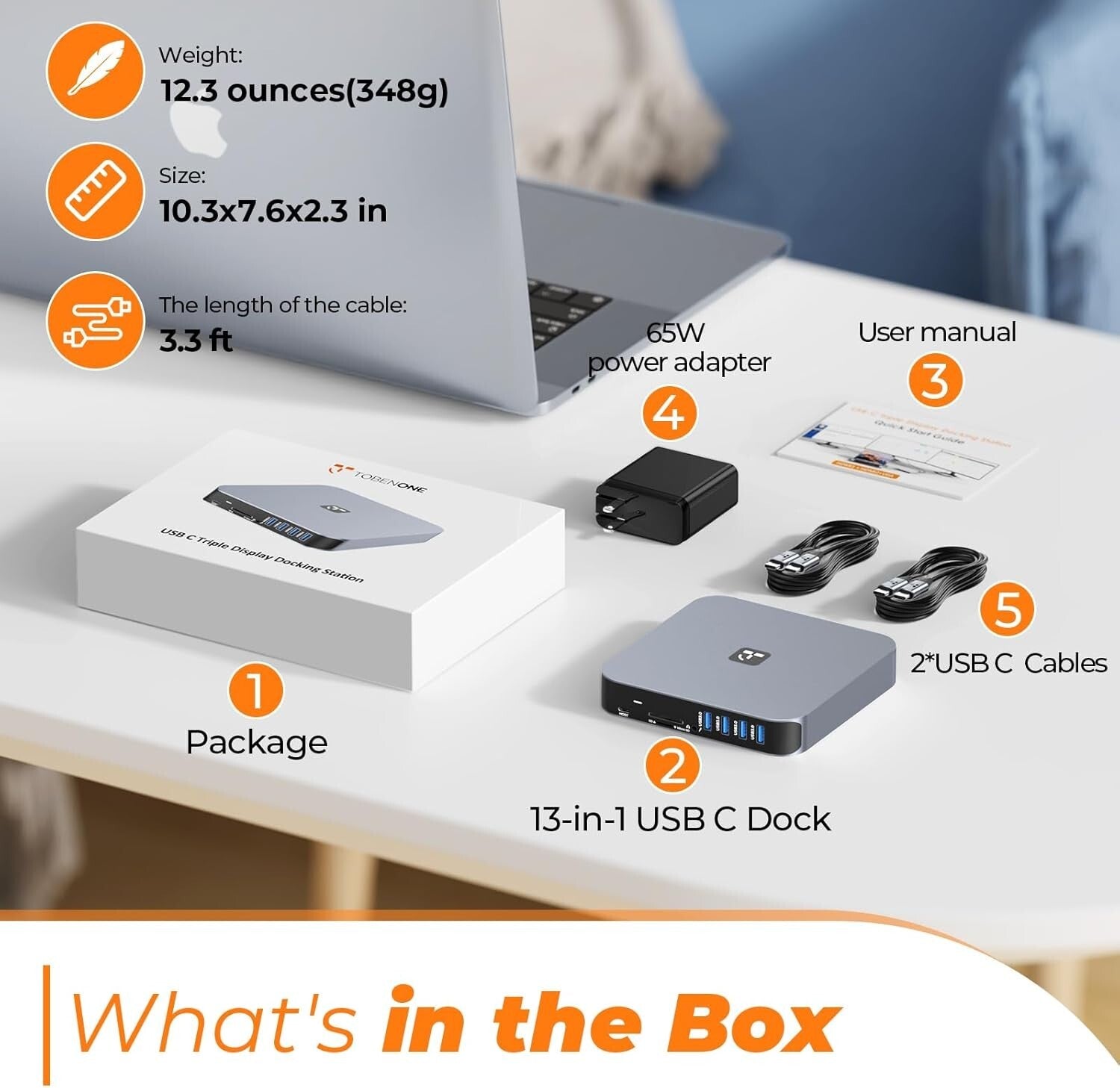 USB C Docking Station with Dual HDMI & 13 Ports for M1/M2/M3 MacBook Pro/Air