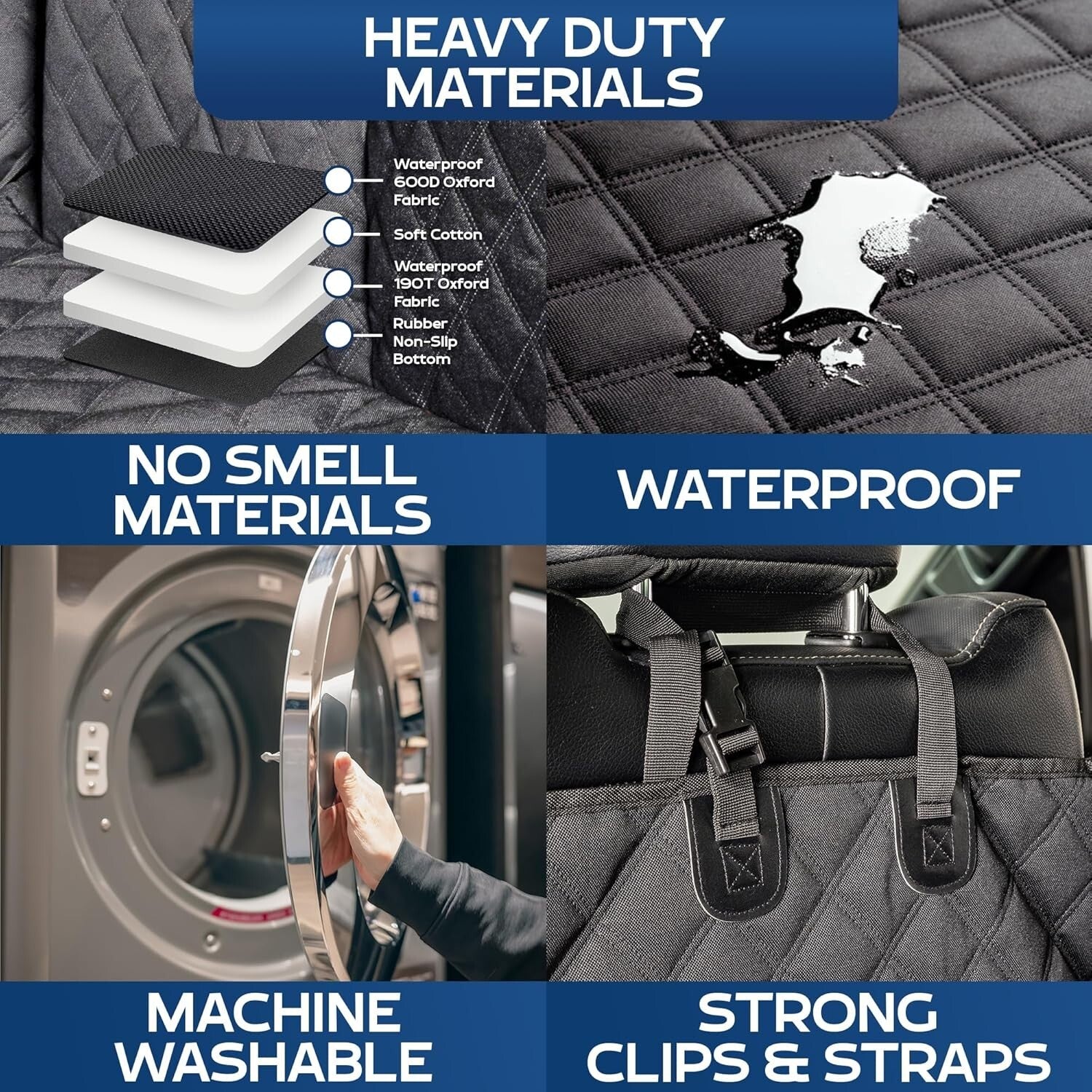 Scratch-Resistant Dog Seat Cover with Storage Pocket - Fits Popular Truck Models