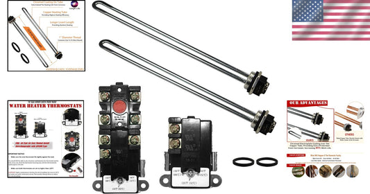 Electric Water Heater Tune-Up Kit: 4500W Elements & Interchangeable Thermostats