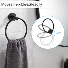 Load image into Gallery viewer, 8-Piece Rust-Resistant Matte Black Bathroom Hardware with Adjustable Towel Bars