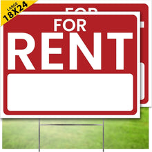 Load image into Gallery viewer, Attractive 24" x 18" For Rent Sign Set with Customizable Features, 2 Pack