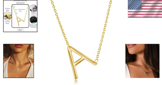 Dainty Handmade Sideways Initial Necklaces in 14k Gold or Silver | Perfect Gift