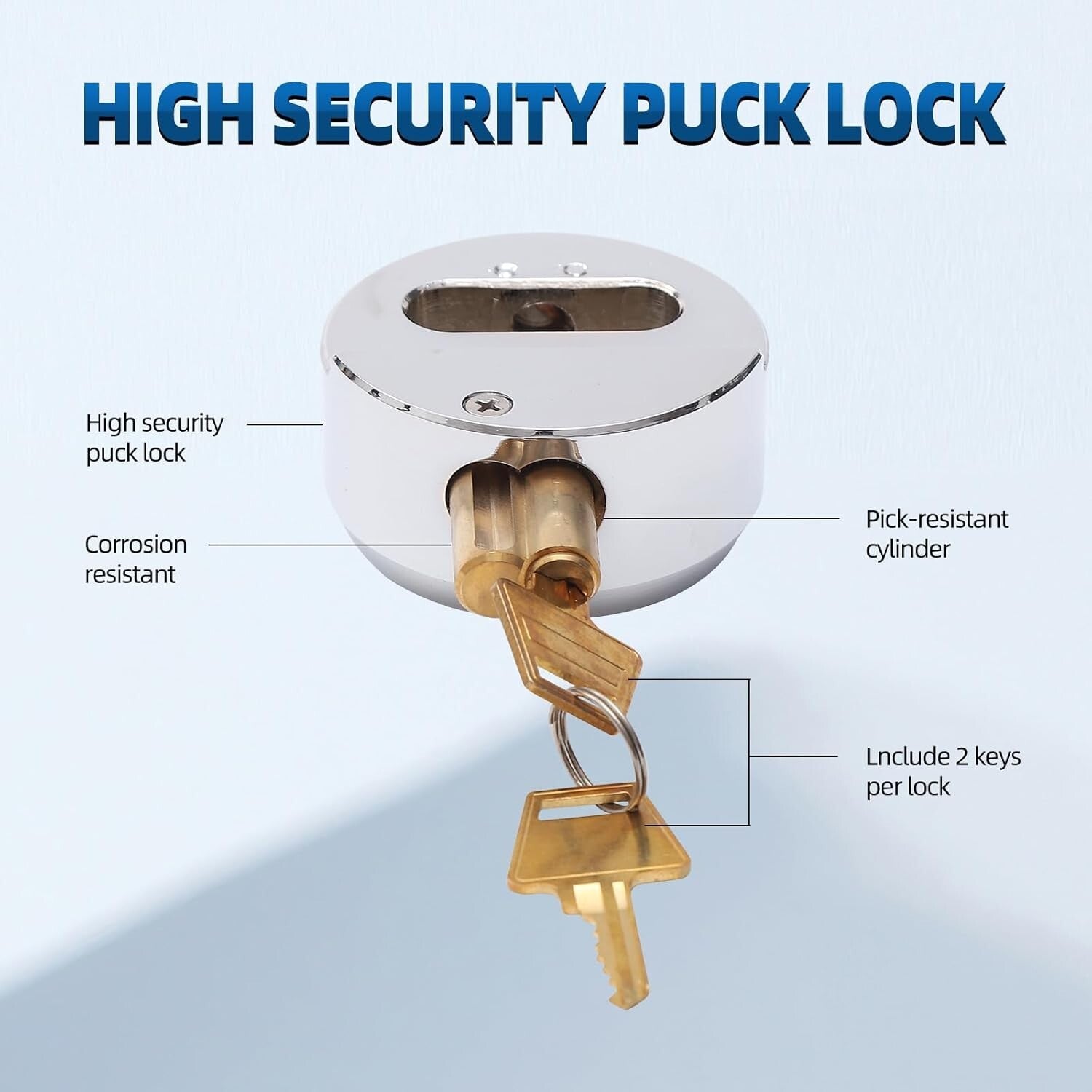 Weather-Resistant Puck Locks - Portable Solid Steel Trailer Lock, 3 Pack