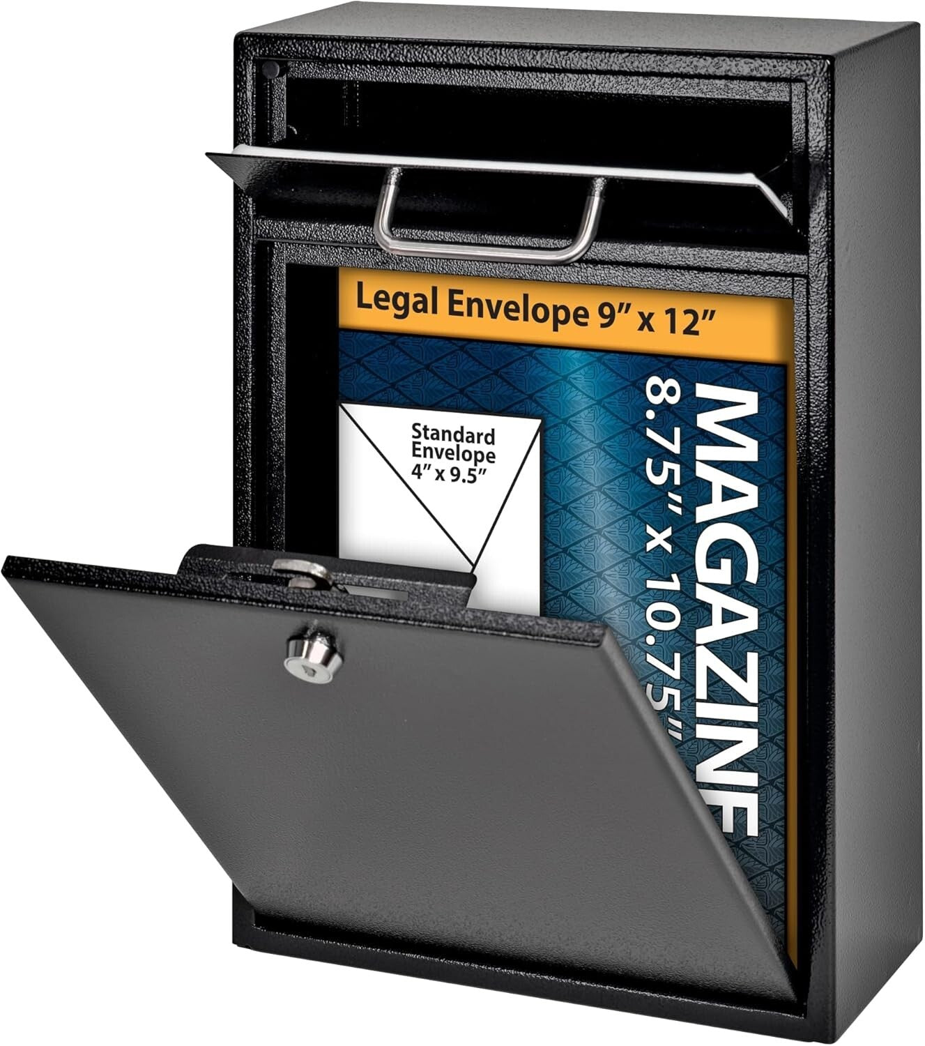 High Security Wall-Mounted Mailbox - Durable Steel Locking Drop Box for Offices