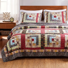 Load image into Gallery viewer, Rustic 3-Piece King Quilt Set with 100% Cotton Patchwork Design - Cozy &amp; Stylish