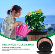 Load image into Gallery viewer, Sturdy 4 Pack 16 Inch Round Planters with Drainage Holes - Rustic Brown Finish