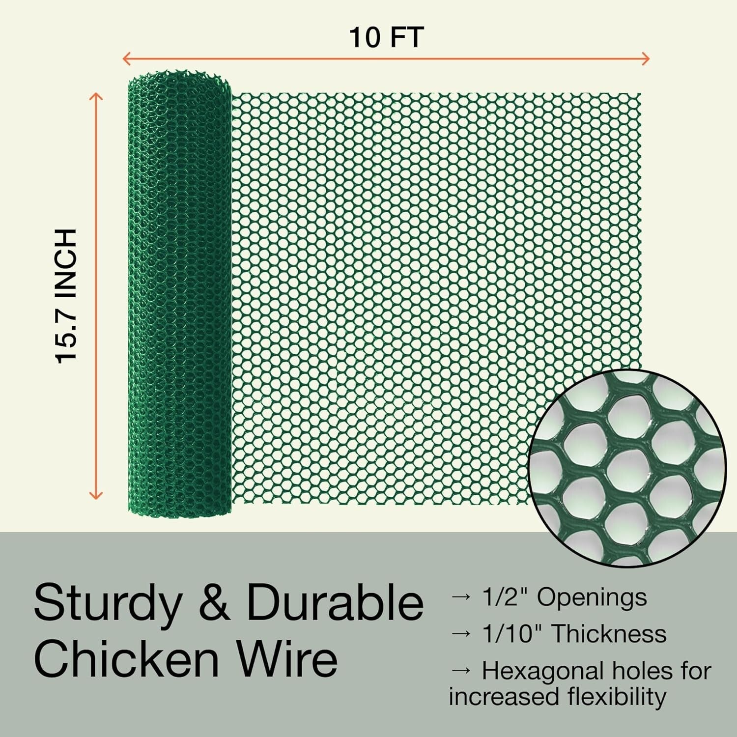 Weatherproof Chicken Wire Fencing - 2 Pack, 15.71" x 10ft for Pets & Gardens