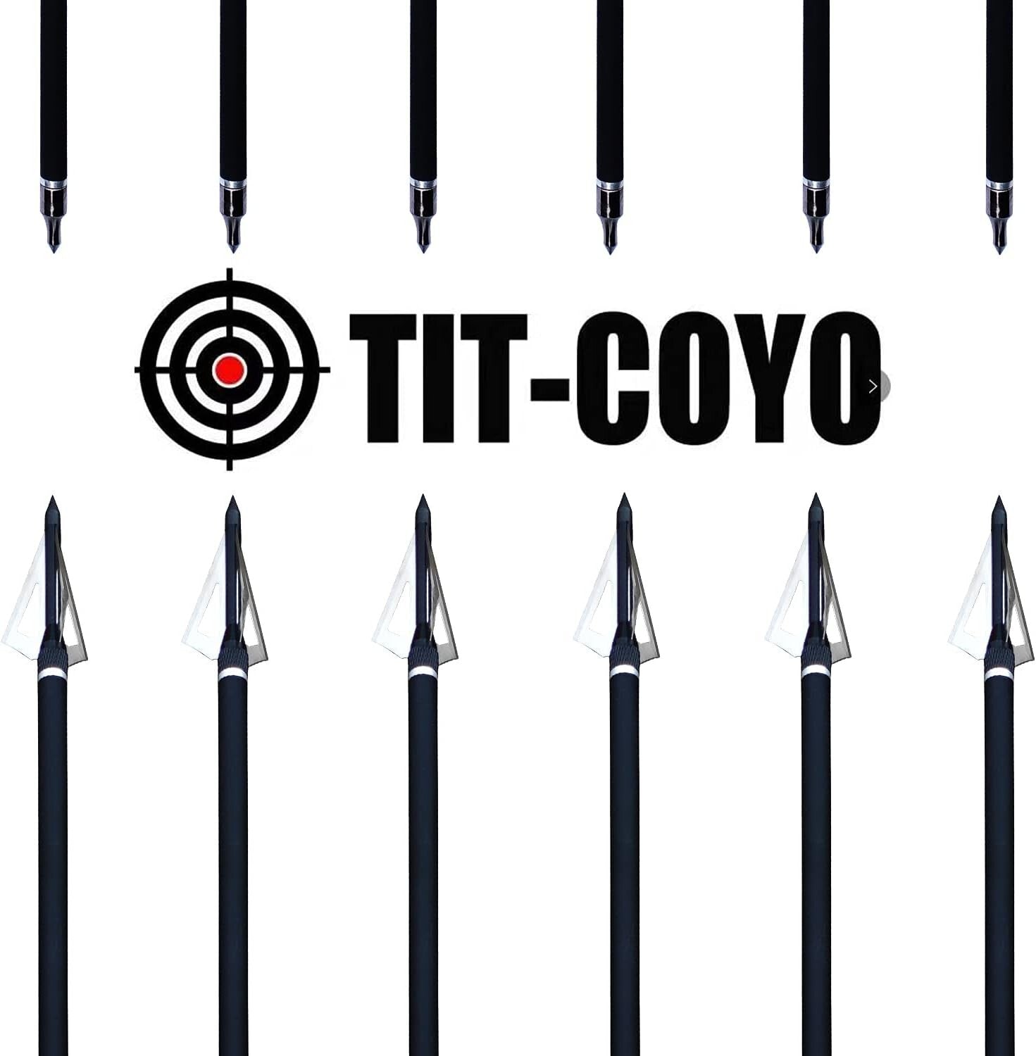 12 Carbon Crossbow Bolts & Broadheads Set - Perfect for Beginners and Practice