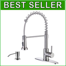 Load image into Gallery viewer, Dual Function Brushed Nickel Kitchen Faucet &amp; Soap Dispenser - Modern Style