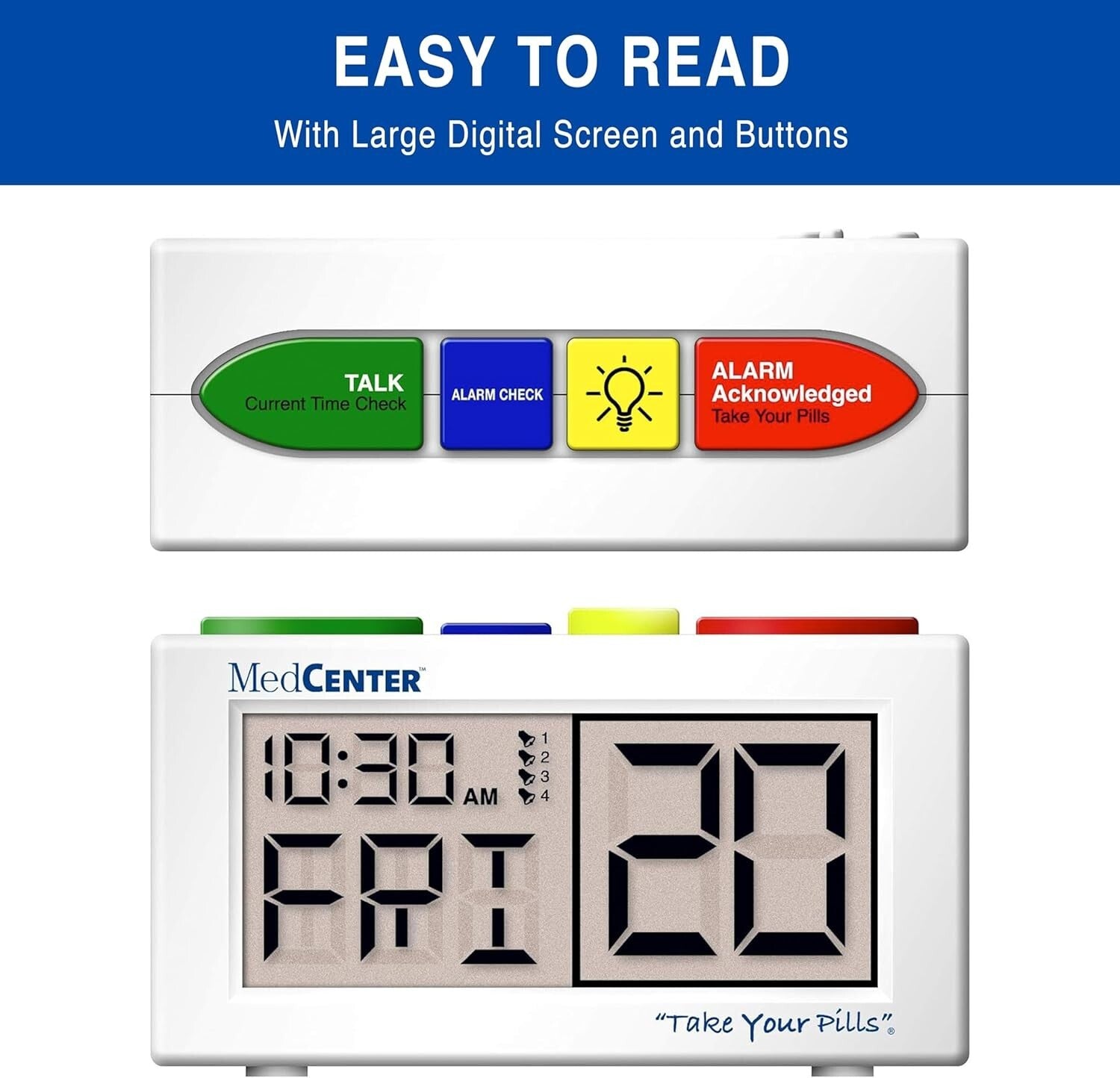 Durable Talking Alarm Clock - Medication & Time Reminder for Dementia Patients