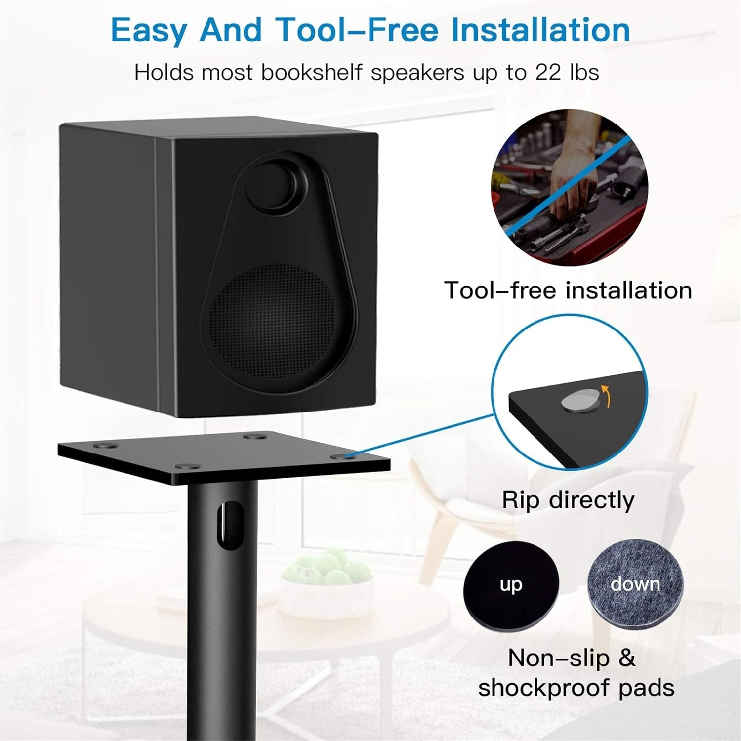 Elegant Black Floor Speaker Stands for Klipsch & Yamaha - Ideal for Home Audio