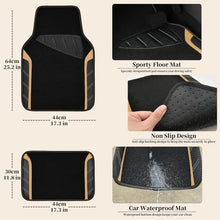 Load image into Gallery viewer, Sporty Microfiber Leather Steering Wheel Cover &amp; Waterproof Floor Mats Combo