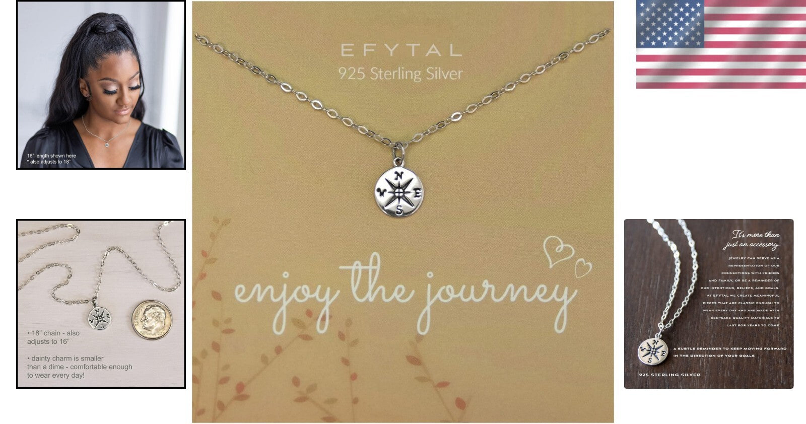 Elegant Compass Necklace for Graduation - 925 Sterling Silver or Gold Plated