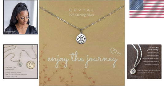 Elegant Compass Necklace for Graduation - 925 Sterling Silver or Gold Plated