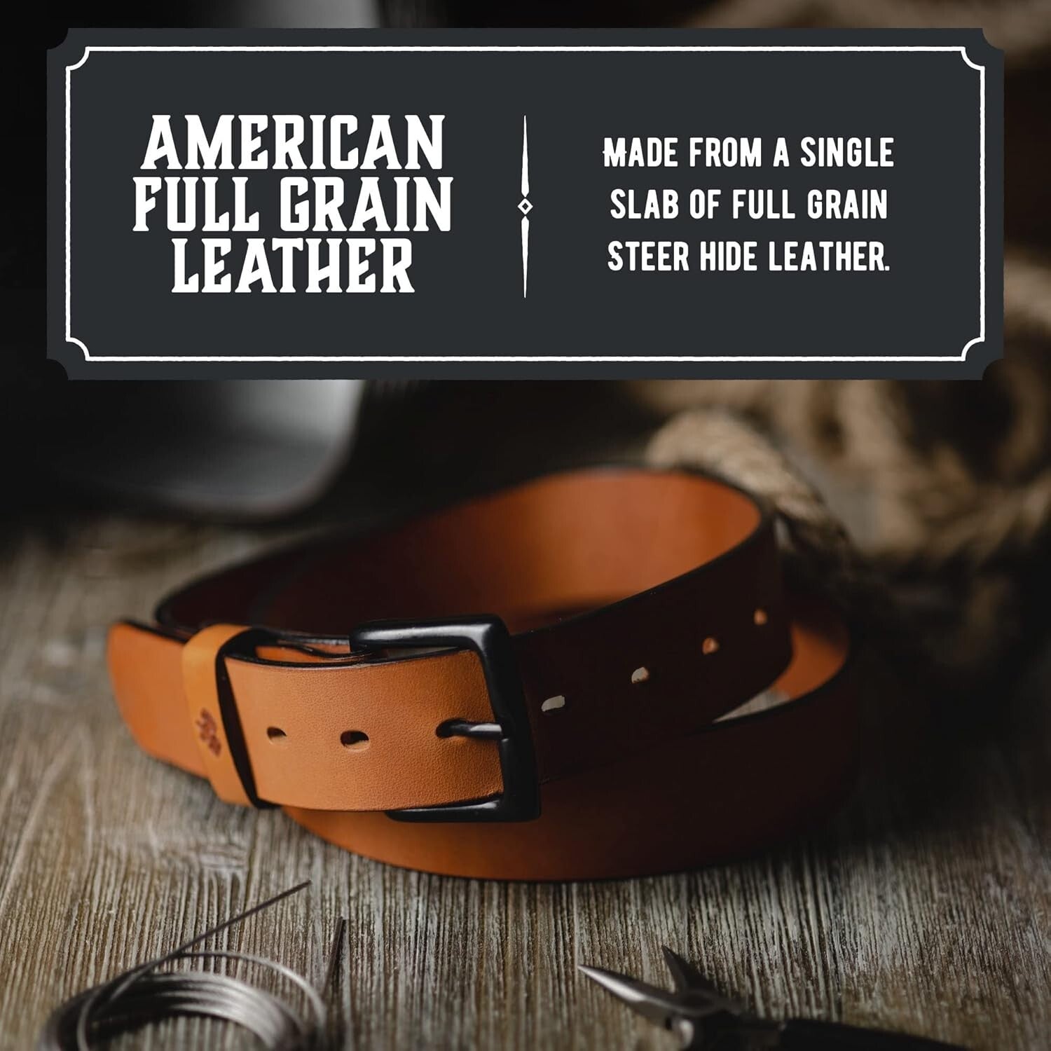 All American Veg-Tanned Leather Belt - Lifetime Warranty for Men’s 42" Fit