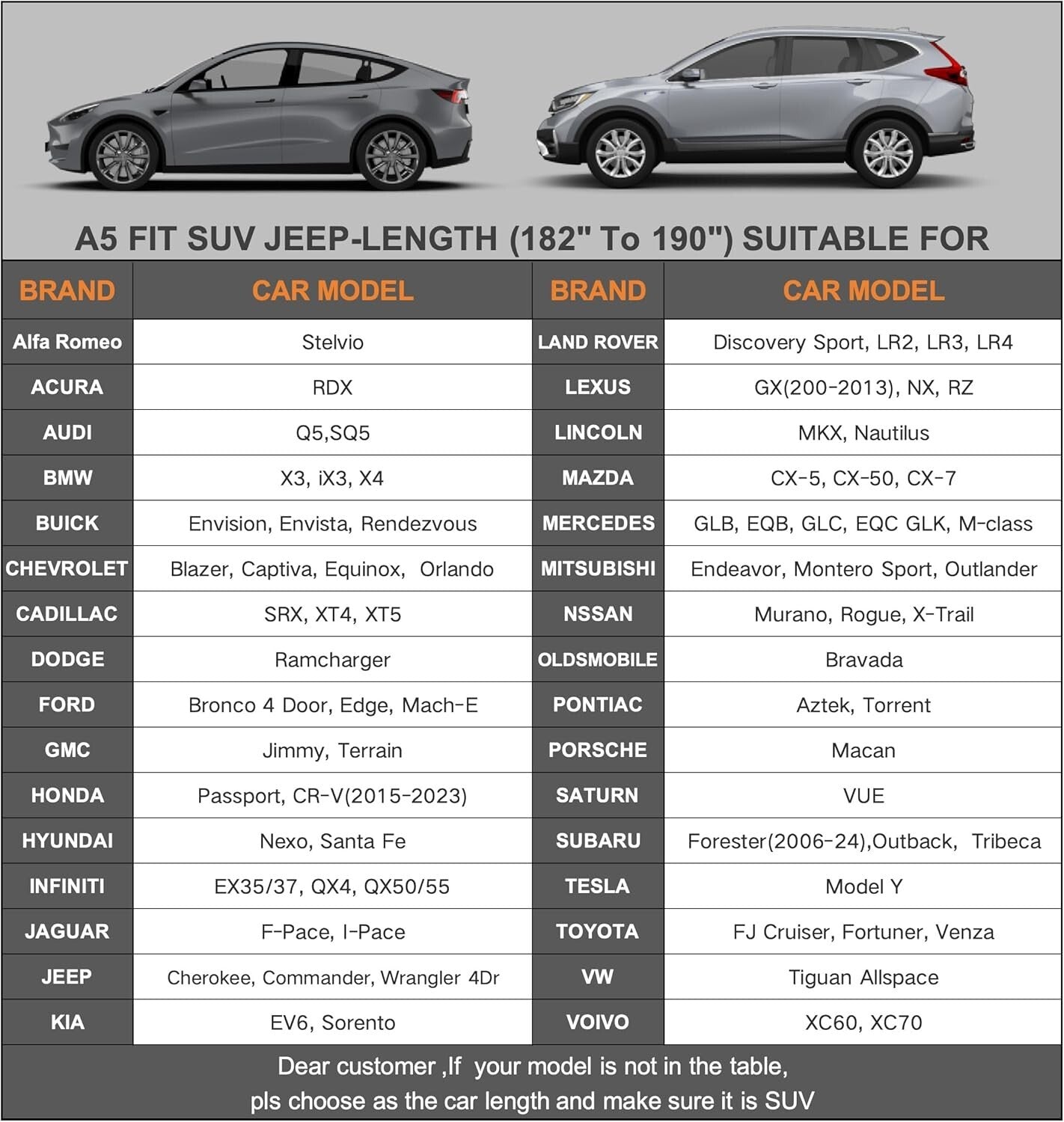 Durable 7-Layer SUV Car Cover - Full Exterior Protection for 182-190 Inch Models