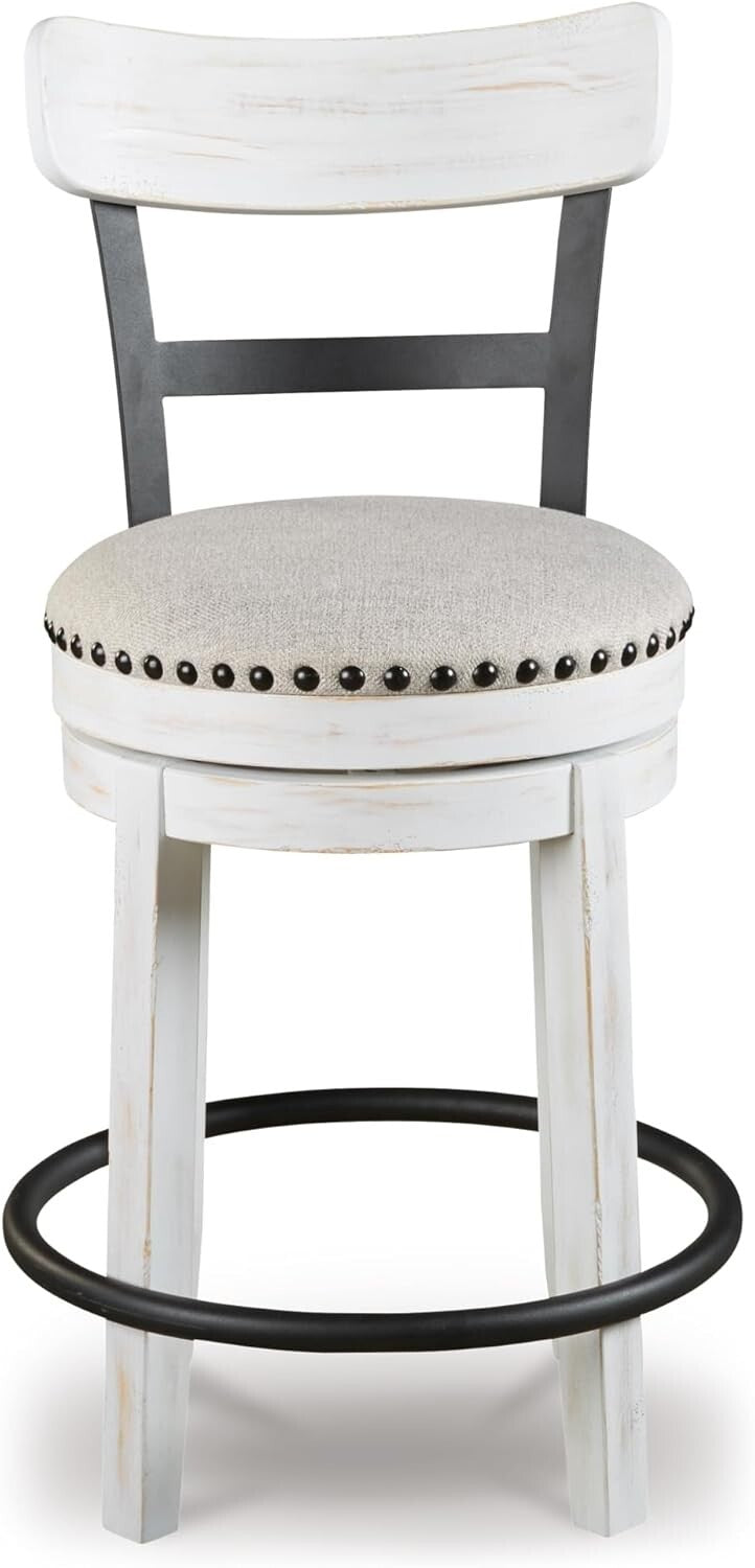 Valebeck 24.5" Modern Swivel Counter Height Barstool in Whitewash Finish