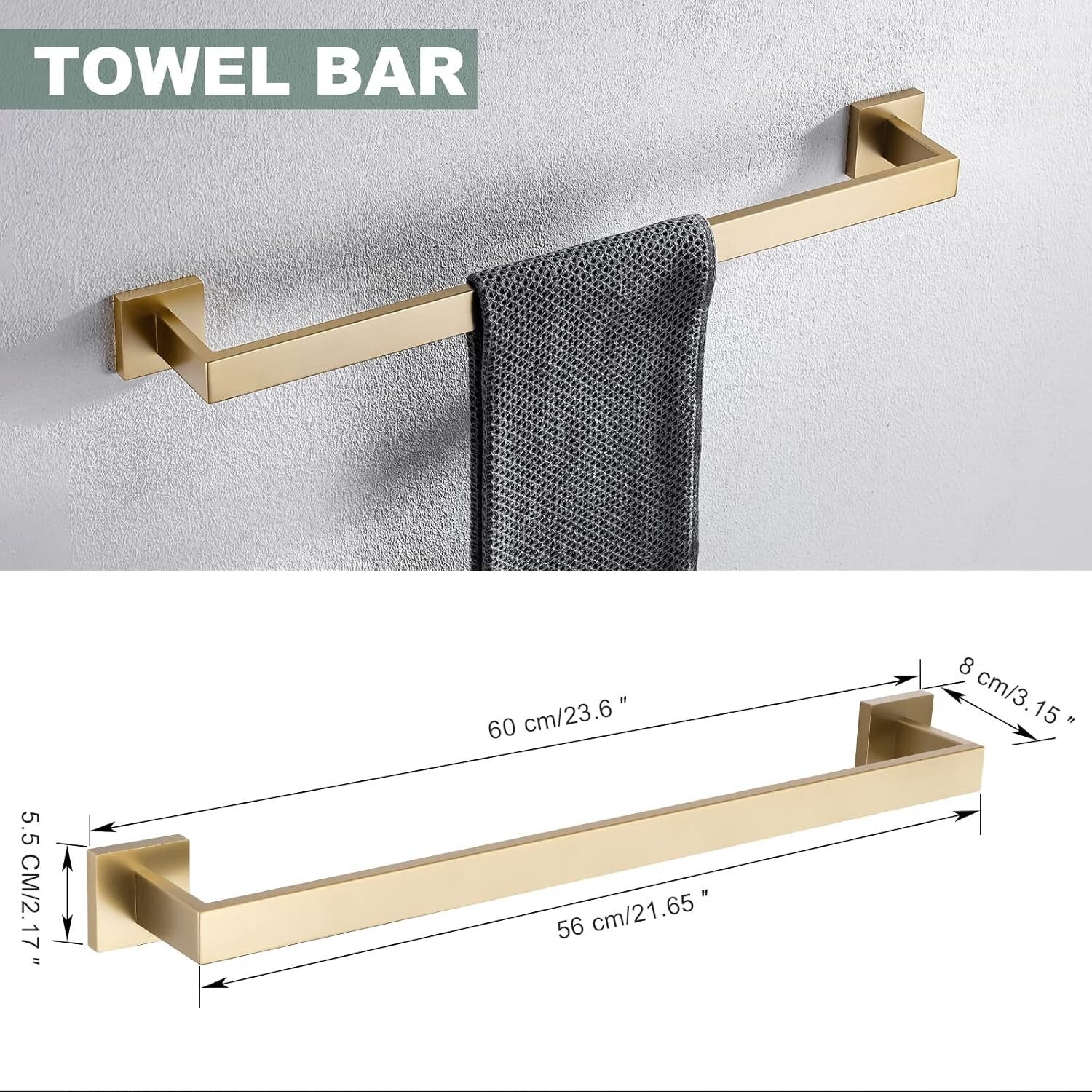 Modern Wall-Mounted Bathroom Towel Bar Set - Rust and Corrosion Resistant
