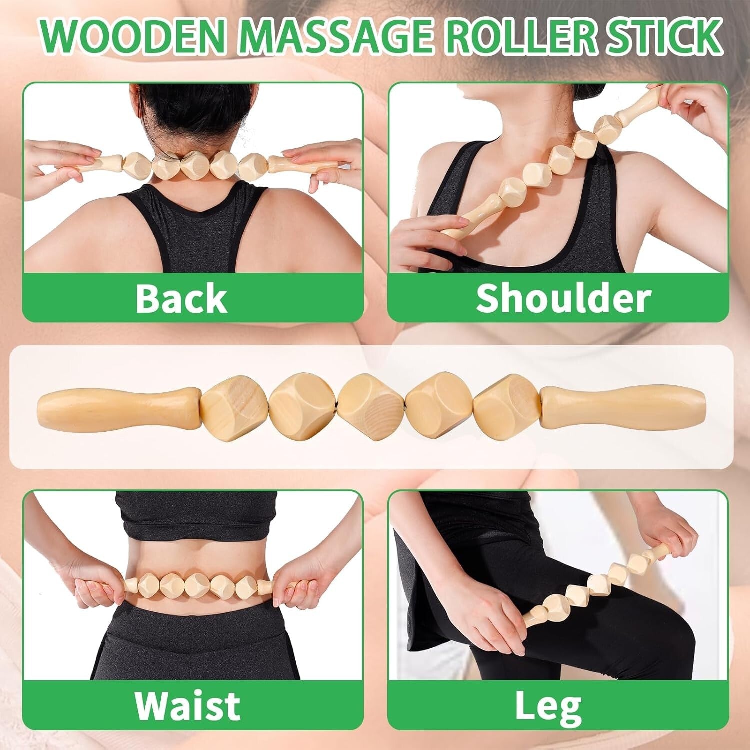 6-in-1 Wooden Massager Kit for Body Sculpting and Lymphatic Drainage Therapy