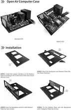 Load image into Gallery viewer, Black Metal Open Chassis PC Case with 7 Expansion Slots and USB Connectivity