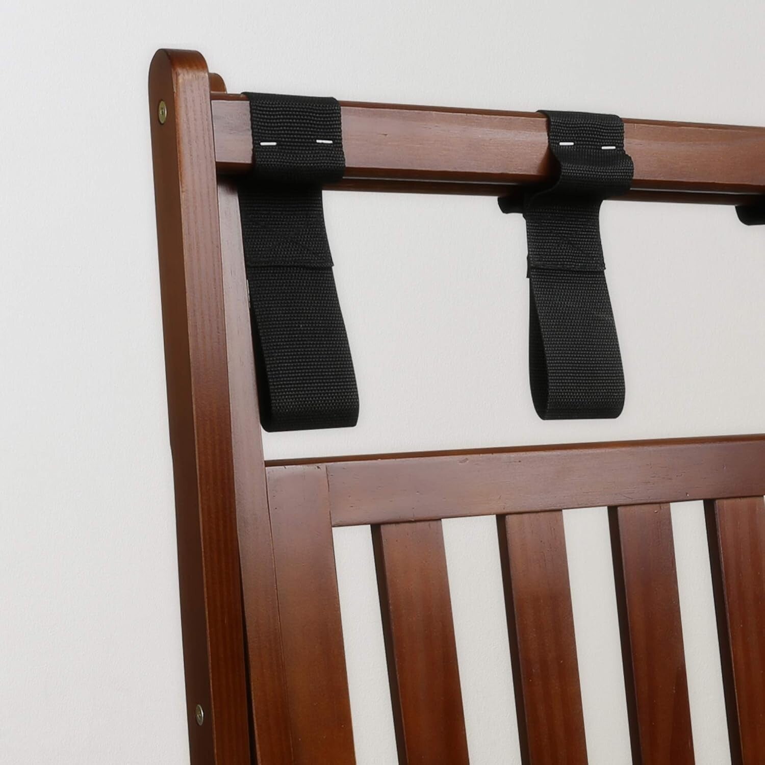 Elegant Walnut Luggage Rack - Sturdy Solid Wood with Convenient Double Levels